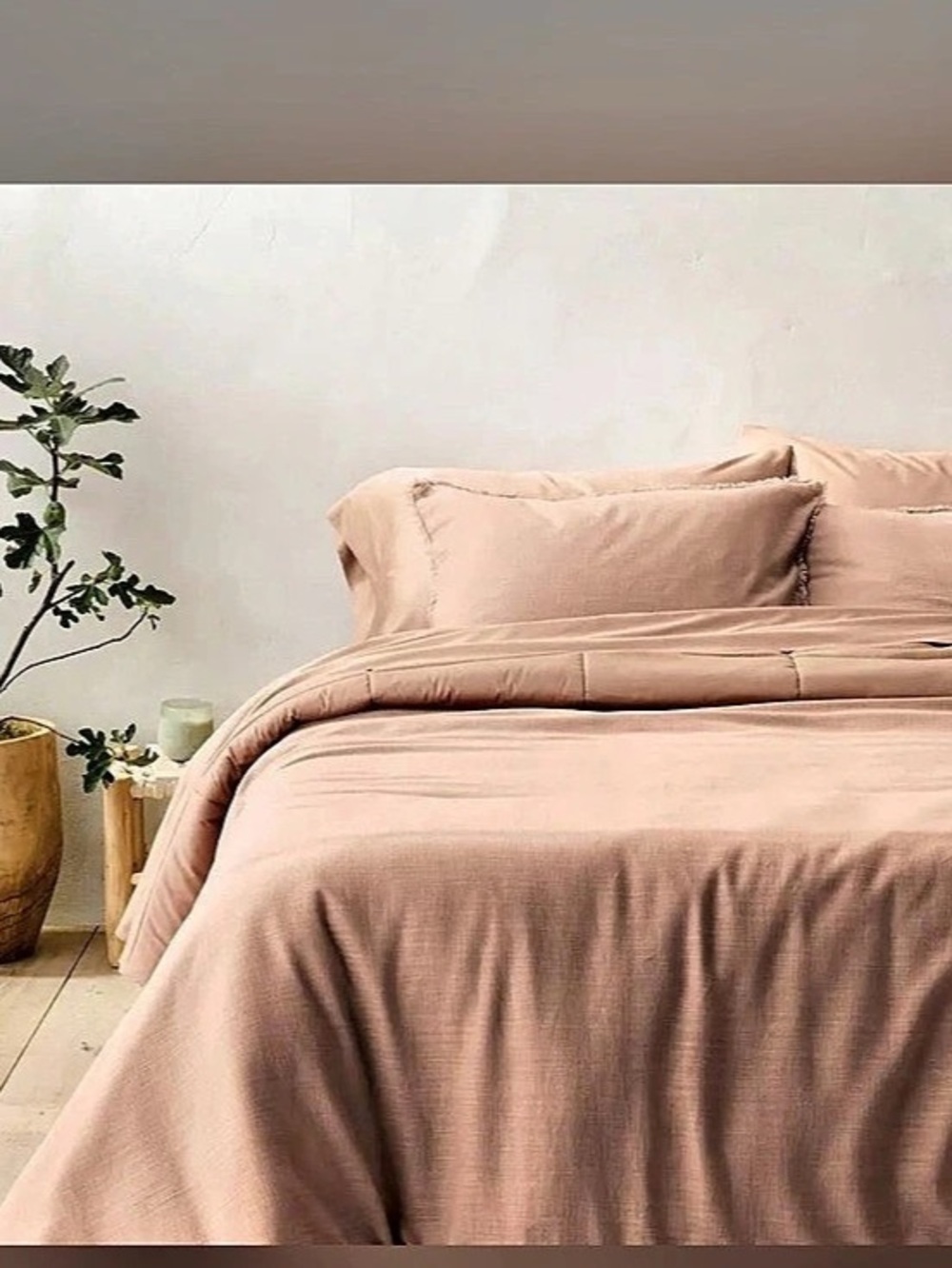 King Heavyweight Linen Blend Comforter and Sham Set Light Adobe Clay - Casaluna